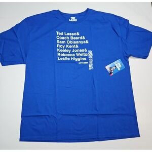Ted Lasso Mens Blue Character List Graphic T Shirt Size XXL NWT
